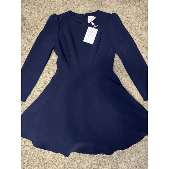 NWT GAL MEETS GLAM Celeste Blue Fit Flare Dress Long Sleeve Career Party Prep 6 - Picture 9 of 13